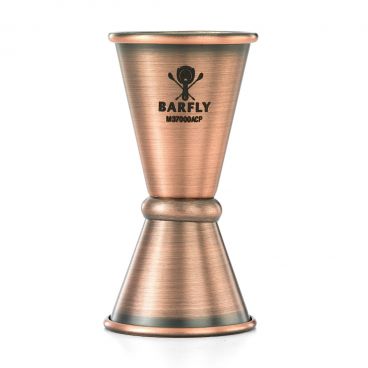 Mercer Culinary M37000ACP Barfly 1/2 Oz. And 3/4 Oz. Antique Copper-Plated Finish Japanese Style Jigger With Internal Marking Lines