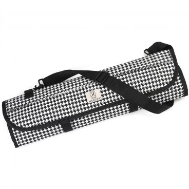 Mercer Culinary M30007HT Hounds Tooth 7 Elastic Pocket Heavy Duty Canvas Cutlery Knife Roll With Shoulder Strap