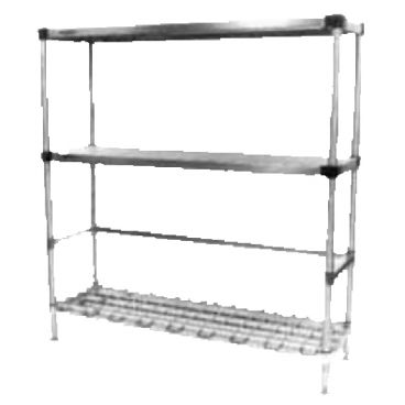 Metro 3KR346FC 42" x 18" HD Super Beer Keg Rack With 1 Dunnage Shelf And 2 Solid Shelves, 2 Keg Capacity