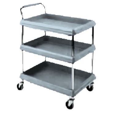 Metro BC2030-3DMB 33" Deep Ledge Polymer Utility Cart With 3 Blue Shelves With Antimicrobial Microban Protection