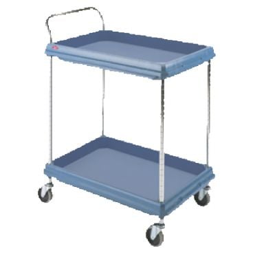 Metro BC2636-2DMB 39" Deep Ledge Polymer Utility Cart With 2 Blue Shelves With Antimicrobial Microban Protection