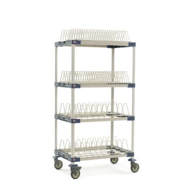 Metro MAX4-PR36VX4 MetroMax 4 All-Polymer Mobile 4-Shelf 36" Wide x 24" Deep Drying Rack Unit With 63" Mobile Posts With 5" Casters And Microban Antimicrobial Protection