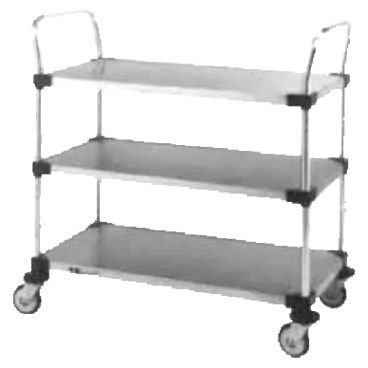 Metro MW204 30" x 18" Super Erecta Utility Cart, 3 Solid Stainless Steel Shelves