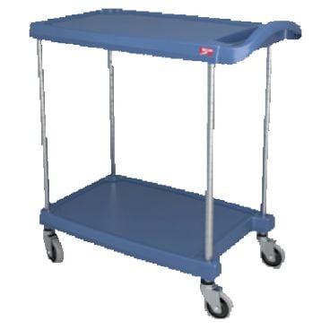 Metro MY1627-24BU 32" myCart Series Utility Cart, 2 Antimicrobial Blue Shelves And Chrome Plated Posts