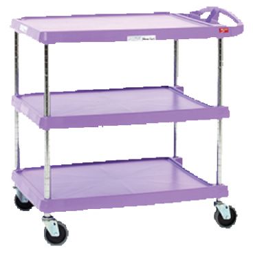Metro MY2030-34AP 34" Allergen Free Zone myCart Utility Cart, 3 Purple Shelves