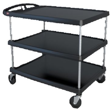 Metro MY2636-35BL 40" myCart Series Utility Cart, 3 Black Shelves And Chrome Plated Posts