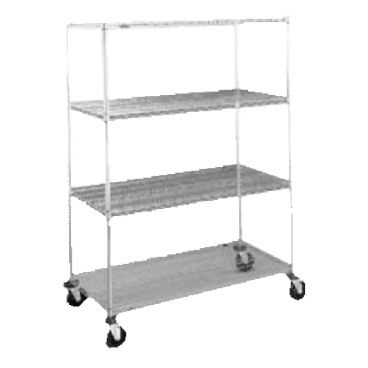 Metro N436BBR 36" x 21" Super Erecta Shelving Unit, Brite Finish And Rubber Stem Casters With Brakes