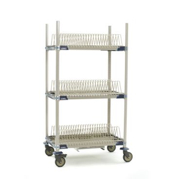 Metro PR36VX2-XDR MetroMax i Mobile 3-Shelf 36" Wide x 24" Deep Drying Rack Unit With Drip Tray And 63" Mobile Posts With 5" Casters And Microban Antimicrobial Protection