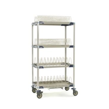 Metro PR36VX4-XDR MetroMax i Mobile 4-Shelf 36" Wide x 24" Deep Drying Rack Unit With Drip Tray And 63" Mobile Posts With 5" Casters And Microban Antimicrobial Protection