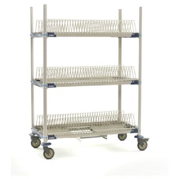 Metro PR48VX2-XDR MetroMax i Mobile 3-Shelf 48" Wide x 24" Deep Drying Rack Unit With Drip Tray And 63" Mobile Posts With 5" Casters And Microban Antimicrobial Protection