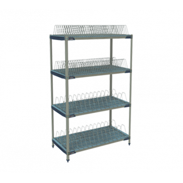 Metro PR48X4 MetroMax i Stationary 4-Shelf 48" Wide x 24" Deep Basic Drying Rack Unit With 74" Posts And Microban Antimicrobial Protection