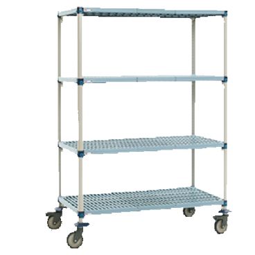 Metro Q366EG3 60" x 18" MetroMax Q Open Grid Antimicrobial Shelving Unit With Polyurethane Casters With Brakes