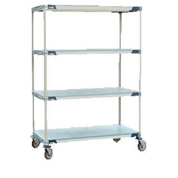 Metro X336EFX3 36" x 18" MetroMax i Antimicrobial Polymer Solid Shelf Cart With Polyurethane Casters With Brakes