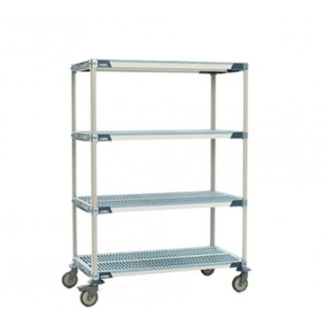Metro X366BGX3 60" x 18" MetroMax i Open Grid Antimicrobial Polymer Shelf Cart With Rubber Casters With Brakes
