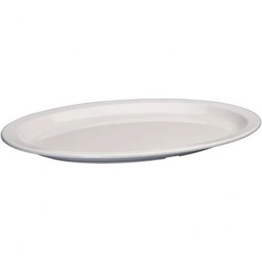 Winco MMPO-1510W 15 1/2" x 10 7/8" White Oval Melamine Platters