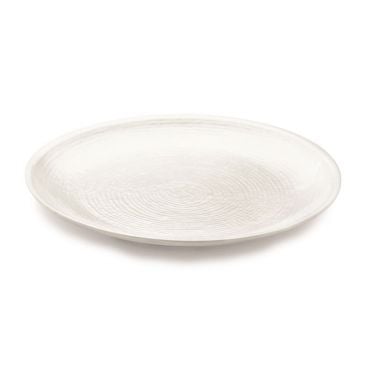 Tablecraft MPD21 White 18 1/2" Frostone Collection Round Melamine Pebbled Pattern Tray