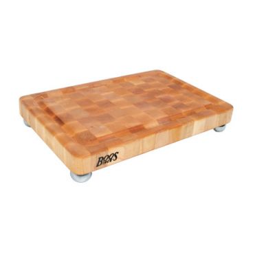 John Boos MPL1812175-SSF Maple 18" x 12" x 1.75" Grooved Cutting Board with Stainless Steel Bun Feet