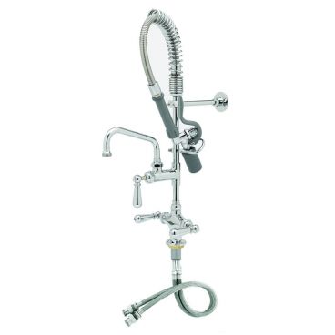 T&S Brass MPY-2DCN-06 EasyInstall Single Hole Deck-Mounted Mini Pre-Rinse Faucet with 6" Swing Nozzle, 24" Flexible Hose, and Low Flow Spray Valve - 0.65 GPM