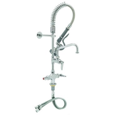 T&S Brass MPZ-2DLN-06 EasyInstall Single Hole Deck-Mounted Mini Pre-Rinse Faucet with 6" Swing Nozzle, 24" Flexible Hose, 6" Wall Bracket, and Lever Handles - 1.15 GPM