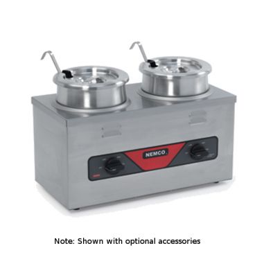 Nemco 6120A-CW 4 Qt. Double Well Stainless Steel Electric Countertop Cooker / Warmer - 120V, 1000W