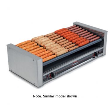 Nemco 8027SX-SLT Slanted Hot Dog Roller Grill with GripsIt Non-Stick Coating - 27 Hot Dog Capacity
