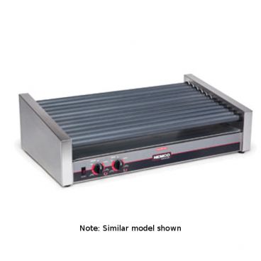 Nemco 8050SX-SLT-RC Slanted Hot Dog Roller Grill with Digital Temperature Readout and GripsIt Non-Stick Coating - 50 Hot Dog Capacity (120V)