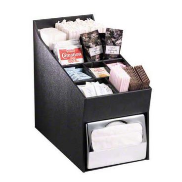 Dispense Rite NLO-ADNH 10-Compartment Napkin Dispenser with Lid, Straw & Condiment Organizer