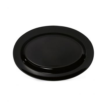 GET Enterprises OP-618-BK 18" x 13-1/2" Oval Wide Rim Black Melamine Serving Platter- Milano Series