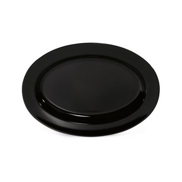 GET Enterprises OP-621-BK 21" x 15" Oval Wide Rim Black Melamine Serving Platter- Milano Series