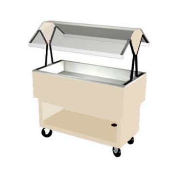 Duke OPAH-2-CP-217103 Natural Almond 30-3/8" EconoMate Insulated Ice Cooled Open Base Portable Cold Food Buffet Unit With Stainless Steel Top And Clear Acrylic Canopy