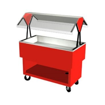 Duke OPAH-3-CP-217154 Racing Red 44-3/8" EconoMate Insulated Ice Cooled Open Base Portable Cold Food Buffet Unit With Stainless Steel Top And Clear Acrylic Canopy