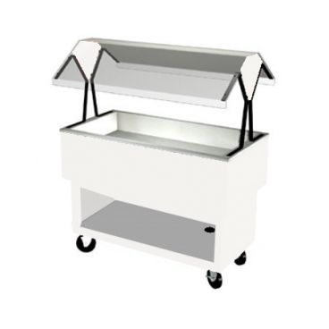 Duke OPAH-4-CP-217105 Bright White 58-3/8" EconoMate Insulated Ice Cooled Open Base Portable Cold Food Buffet Unit With Stainless Steel Top And Clear Acrylic Canopy