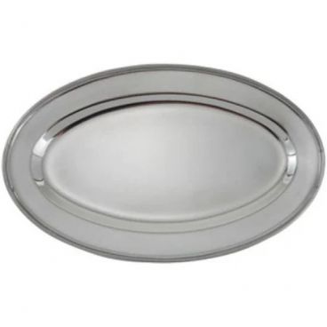 Winco OPL-14 Medium Oval Stainless Steel 14" x 8-3/4" Platter