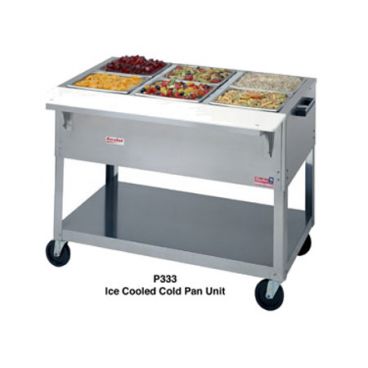 Duke P325 Aerohot 72-3/8" Stainless Steel Insulated Portable Ice Cooled Cold Pan Unit With Carving Board And Open Base