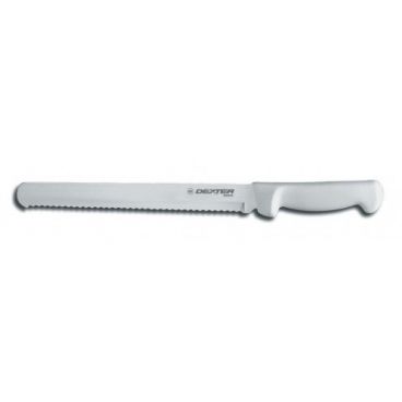 Dexter Russell 31605 Basics Series 12" Scalloped Slicer with High-Carbon Steel Blade and White Handle