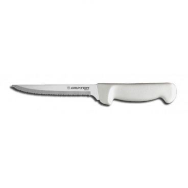 Dexter Russell 31627 Basics Series 6" Scalloped Utility Knife with High-Carbon Steel Blade and White Handle