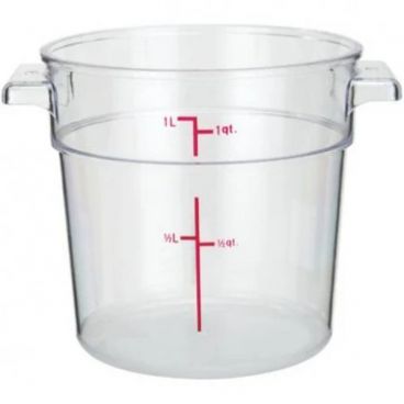 Winco PCRC-1 1 Qt. Clear Round Food Storage Container