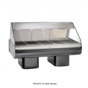 Alto-Shaam PD2SYS-72-SS 72" Stainless Steel Full Service Heated Deli Display Case With Pedestal Base And Curved Glass, 120V/208-240V