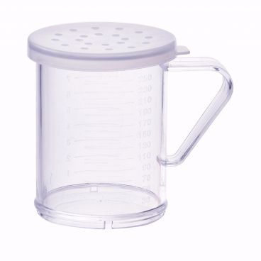 Winco PDG-10CL 10 Oz. Clear Polycarbonate Dredge with Large Hole Snap-On Lid