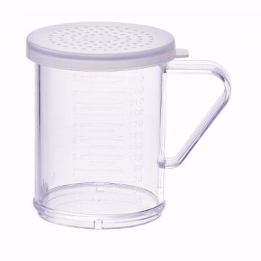 Winco PDG-10CM 10 Oz. Clear Polycarbonate Dredge with Medium Hole Snap-On Lid