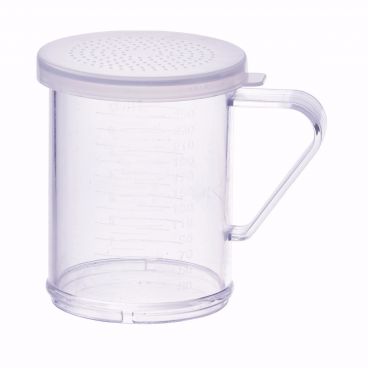Winco PDG-10CS 10 Oz. Clear Polycarbonate Dredge with Small Hole Snap-On Lid