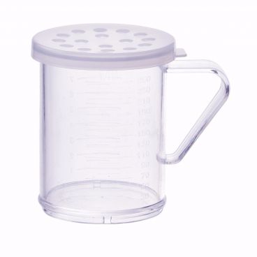 Winco PDG-10CXL 10 Oz. Clear Polycarbonate Dredge with Extra Large Hole Snap-On Lid