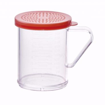 Winco PDG-10R 10 Oz. Clear Polycarbonate Dredge with Snap-On Rose Lid