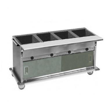 Eagle PHT4CB-120 66-1/4” Spec-Master Portable Four-Well Electric Hot Food Table with Enclosed Base and Sliding Doors - 120V