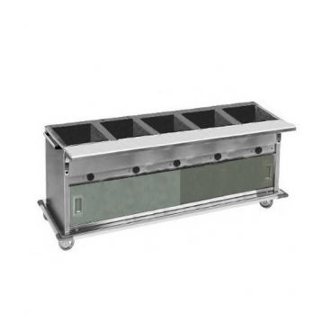 Eagle PHT5CB-240 81-3/4” Spec-Master Portable Five-Well Electric Hot Food Table with Enclosed Base and Sliding Doors - 240V
