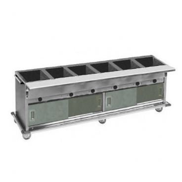 Eagle PHT6CB-240 97-3/4” Spec-Master Portable Six-Well Electric Hot Food Table with Enclosed Base and Sliding Doors - 240V