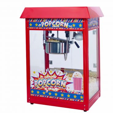 Winco POP-8R Show Time 8 oz. Red Electric Popcorn Popper - 120V, 1350W