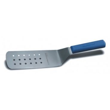 Dexter Russell 19703C Sani-Safe Series 8" x 3" Perforated Turner with Blue Handle
