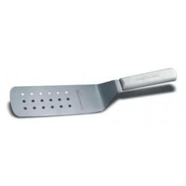 Dexter Russell 19703 Sani-Safe Series 8" x 3" Perforated Turner with White Handle