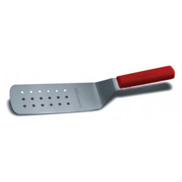 Dexter Russell 19703R Sani-Safe Series 8" x 3" Perforated Turner with Red Handle